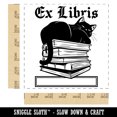 thumbnail image 2 of Ex Libris Cat on Stack of Books Reading Self-Inking Rubber Stamp Ink Stamper - Red Ink - Large 1-1/2 Inch, 2 of 7
