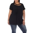 thumbnail image 2 of White Mark Women's Plus Size Crisscross Neck Short Sleeve Top, 2 of 5