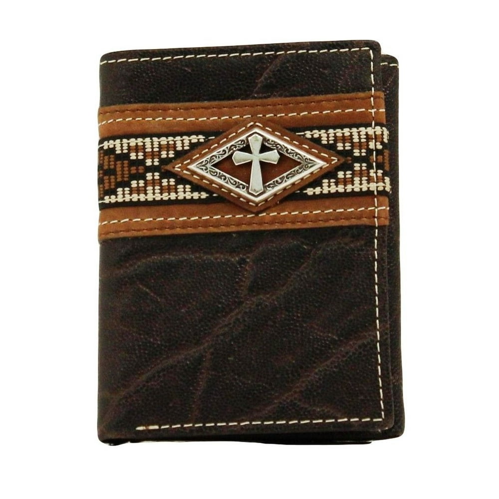 Ariat Ariat Western Wallet Mens Trifold Diamond Cross Brown A3518002