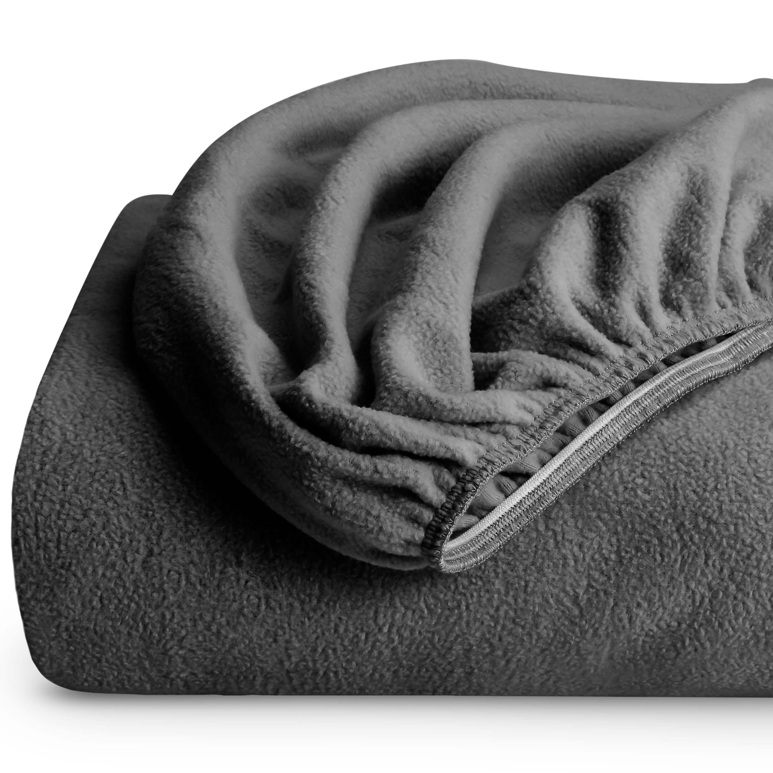 Dark Gray Extra Breathable Polar Fleece 4 Pcs Bed Sheets with Deep Pocket Viviland Plush Micro Fleece Bed Sheet Set Cal King