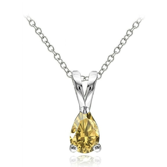 Sterling Silver Citrine 6x4mm Teardrop Solitaire Necklace