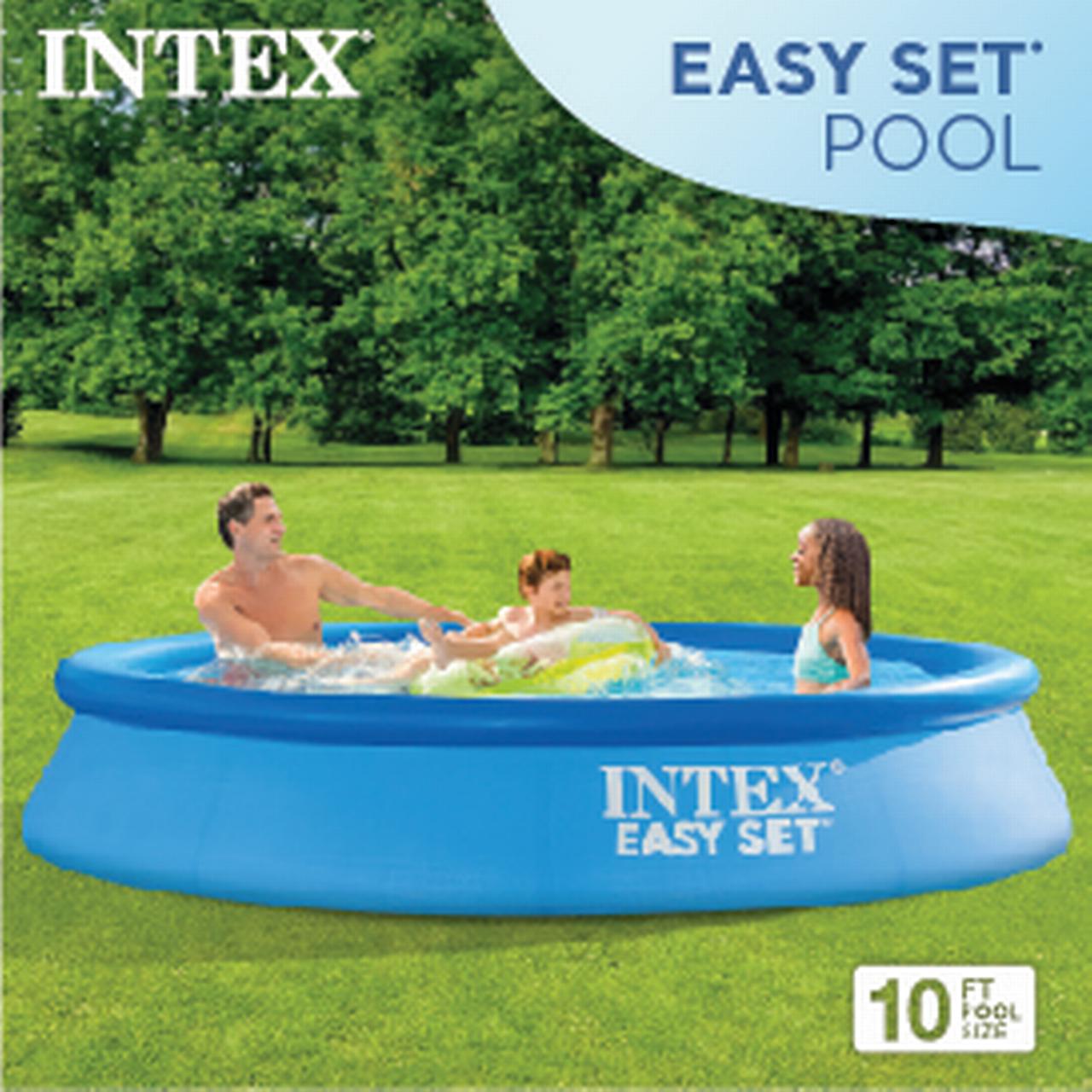 Intex 28116EH Round 10' X 2' Easy Set Inflatable Above Ground Portable Outdoor Pool for Kids and Adults, Blue - image 3 of 9