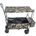 thumbnail image 5 of Collapsible Wagon Folding Garden Cart w/Removable Canopy, Heavy Duty Extra Large Portable Camping Beach Utilit Cart w/Adjustable Push Pull Handle, 6.3" Wide All-Terrain Wheel for Shopping Picnic, 5 of 9