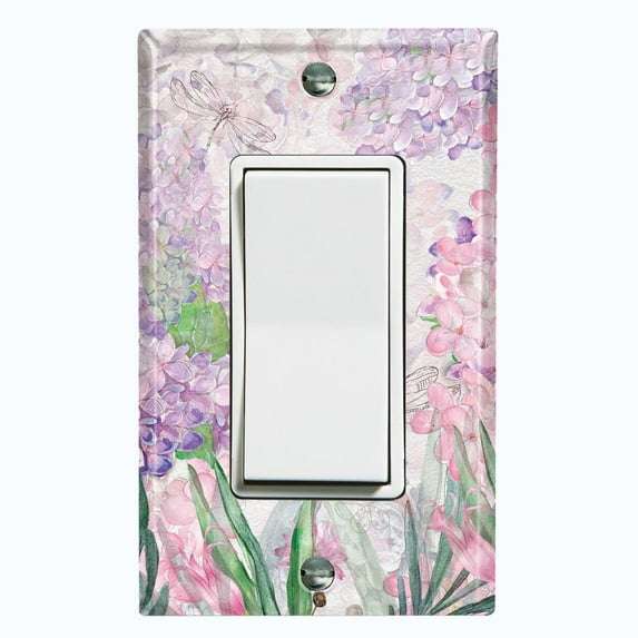 Metal Light Switch Plate Cover Mystical Floral Butterfly Garden Sketch FLW120