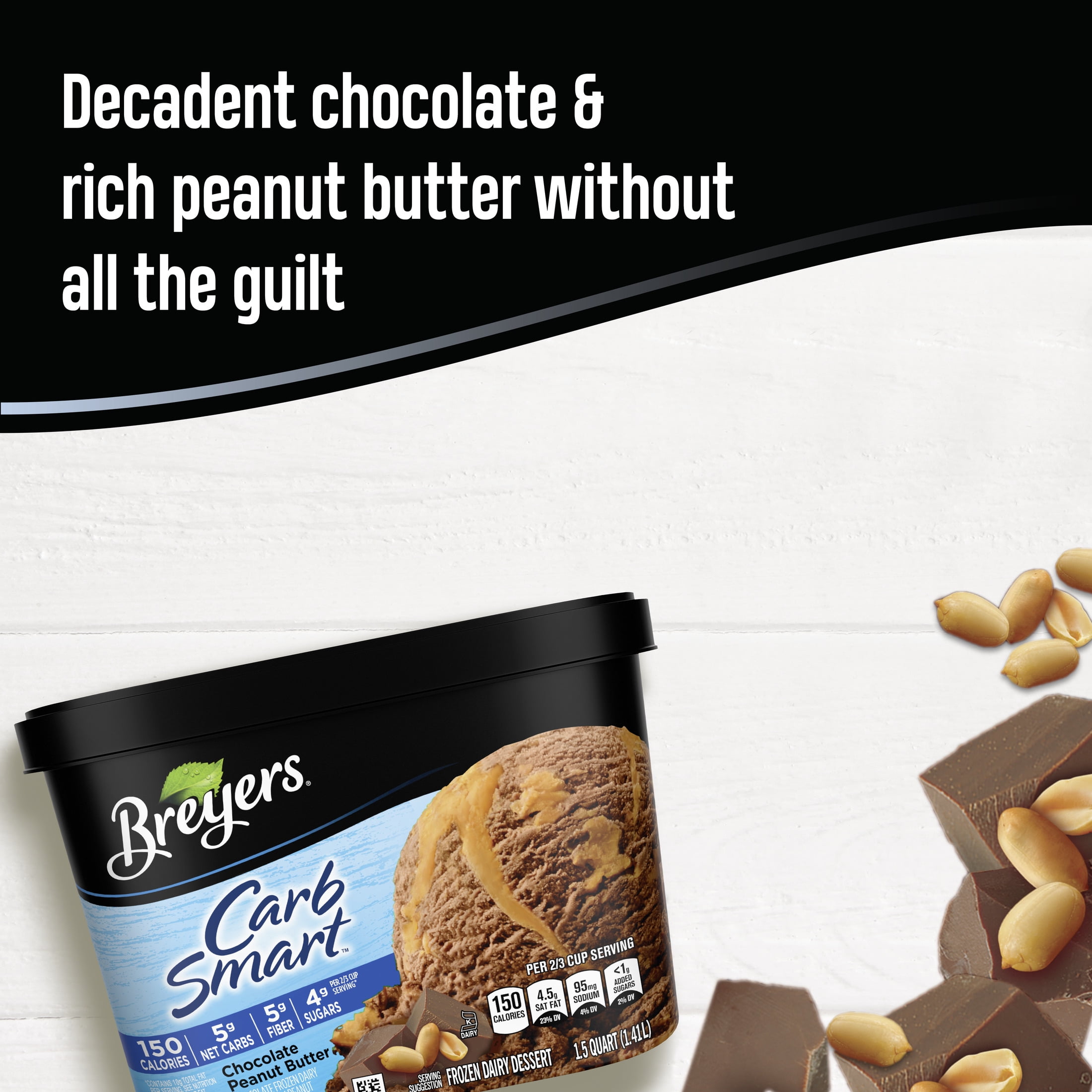 Breyers CarbSmart Chocolate Peanut Butter Ice Cream Frozen Desserts, 1.5 Qt