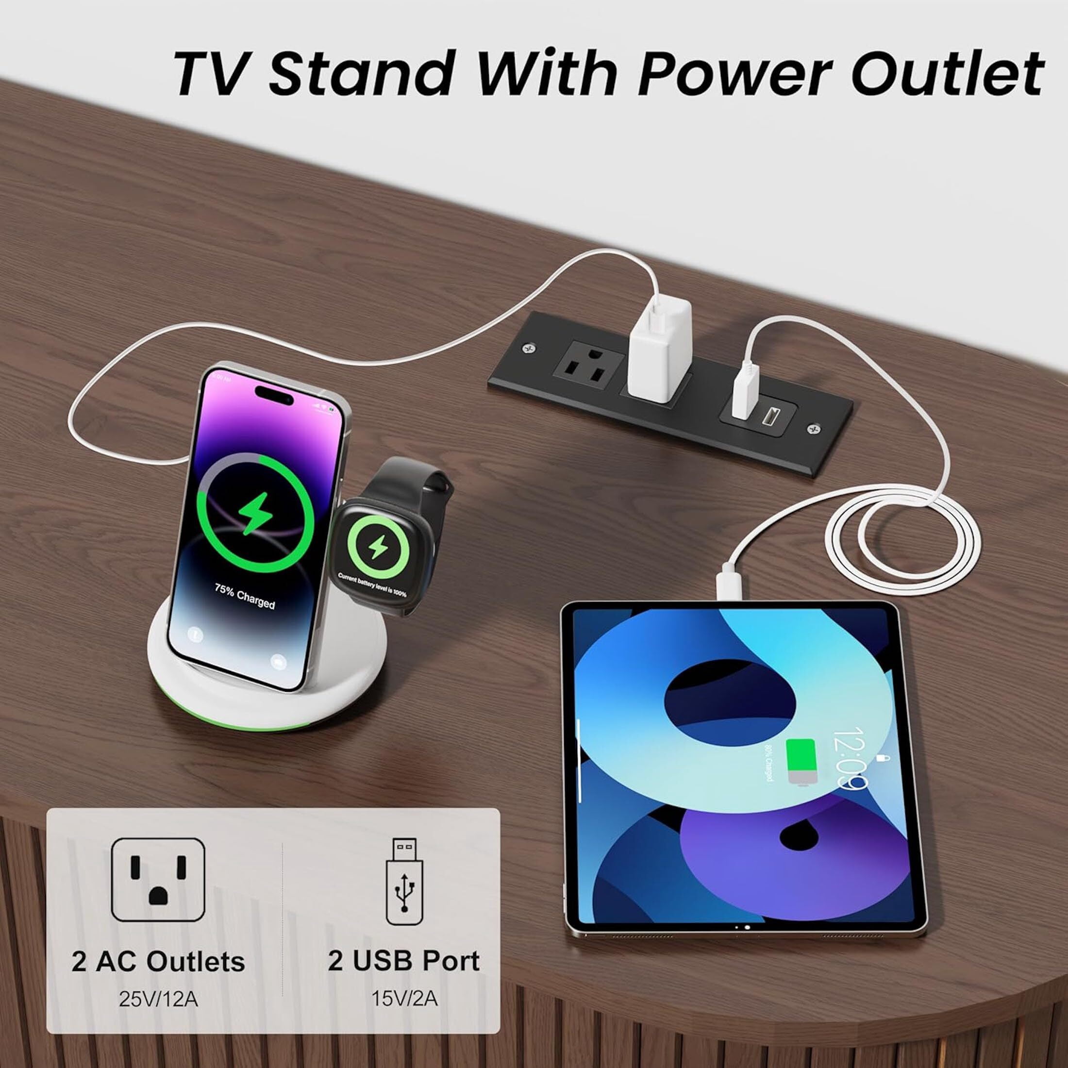 Aisword 55 Inch TV Stand with Power Outlet for TVs up to 60 Inch, Entertainment Center with Storage and Adjustable Shelves, Media Console with Sliding Doors for Living Room, Brown