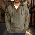 thumbnail image 2 of Comfy Sweatshirts for Men Loose New Mens Vintage Corduroy Button up Hoodies Fall Long Sleeve Drawstring Pullover Sweatshirt with Elbow Patch Army Green 3XL, 2 of 7