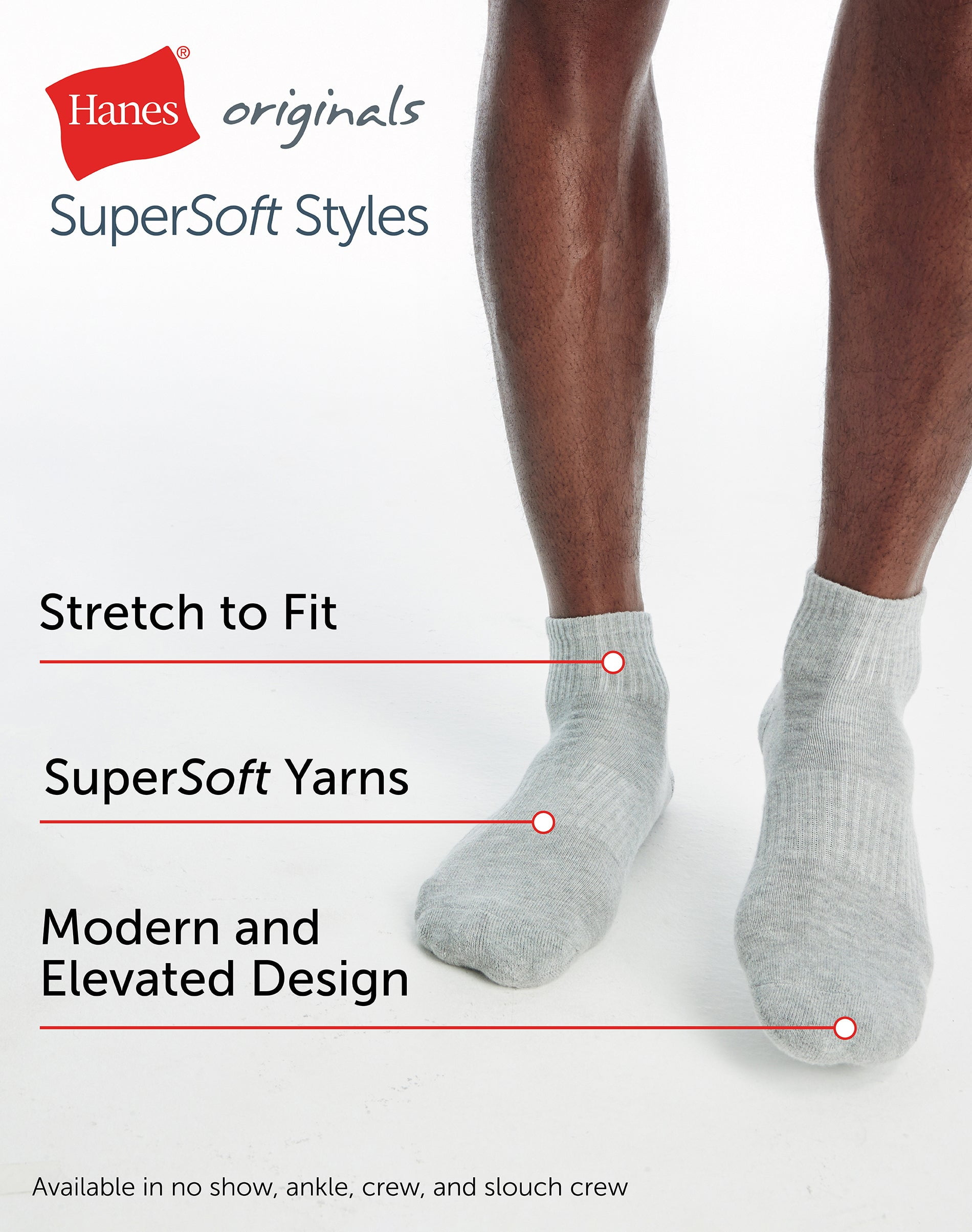 Ankle Socks Pack, 3 Pairs, Originals SuperSoft Ankle Socks for Men, Comfort Stretch