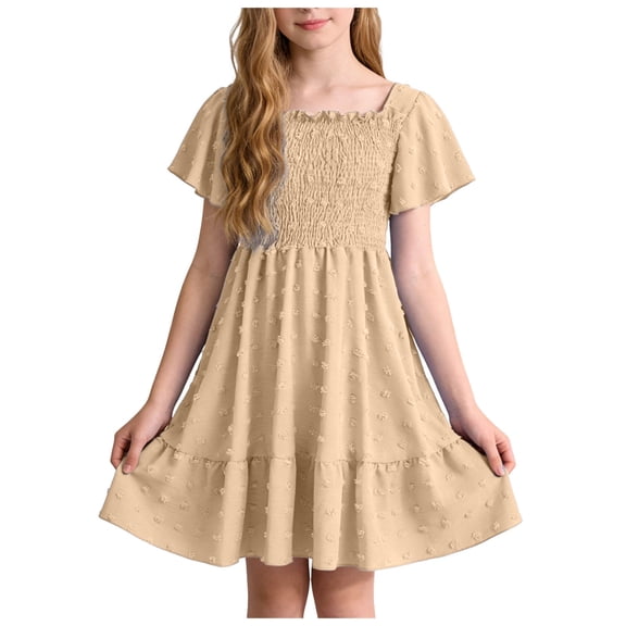 Toddler Girl Tulle Dress Summer Ruffle Sleeveless Baby Girl Fashion Casual Dresses Toddler Princess Dress,Khaki