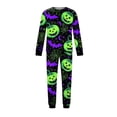 thumbnail image 5 of Halloween Pajamas, Halloween Matching Family Pajamas Green Pumpkin Bat Print Long Sleeve 2Pcs Pj Set Soft Sleepwear Nightwear Loungewear Holiday Party Costume Festive Cool Spooky Season for Family, 5 of 6