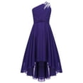 thumbnail image 3 of Rswnyirn Kids One Shoulder Sequin Flower Girl Dress High Low Wedding Bridesmaid Dress Pageant Prom Purple 14, 3 of 7