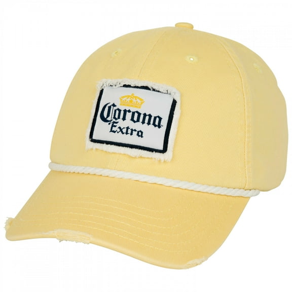 Corona Extra 855428 Crown Adjustable Strapback Rope Hat, White & Yellow