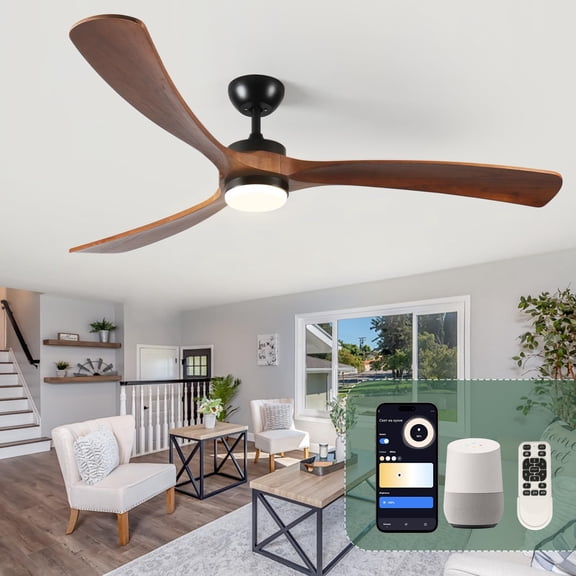 Jiuzilihuo 72 Inch Matte Black Leaf Ceiling Fan