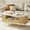 Natural Oak, variant on 48" Oval Coffee Table with Storage - Modern Table with Faux Marble Top, Fluted Design, Drawer & Metal Decor for Living Room, Home Office