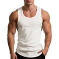 thumbnail image 5 of Men's Summer Ribbed Tank Top Scoop Neck Workout Gym Muscle Tank T-Shirt Sleeveless Undershirt Big and Tall Size L-4XL White, 5 of 8