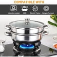 thumbnail image 3 of Steamer Pot Stainless Steel 2 Tier - 28cm Steamer Pot w/Glass Lid Food Veg Cooker Pot Cooking Pan Steaming Pot Dim Sum Cookware Steamer For Kitcken Cooking Tool, 3 of 7