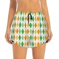 thumbnail image 2 of Uemuo St. Patrick's day argyle Pattern Women's Athletic Shorts High Waisted Running Shorts with Liner Pockets Gym Elastic Workout Shorts-Medium, 2 of 7