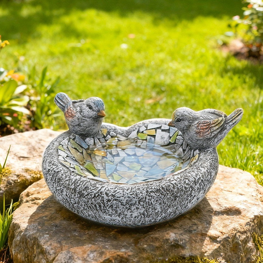 Vjnyvs Bird Bath Bowl Garden Bird Feeder Dish Statue Yard Resin Ornament Bird Water Bowl For Yard Outside Table Backyard