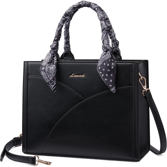LOVEVOOK Medium Purses and Handbags for Women, Satchel Top Handle Bag with Strap, PU Leather Tote Shoulder Purse with Scarf