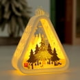 thumbnail image 4 of Christmas Hanging Night Light – Triangular LED Lamp with Tree, Santa & Snowman Pattern, Warm White Glow, Battery Operated Desktop Decor for Xmas Home, 4 of 6