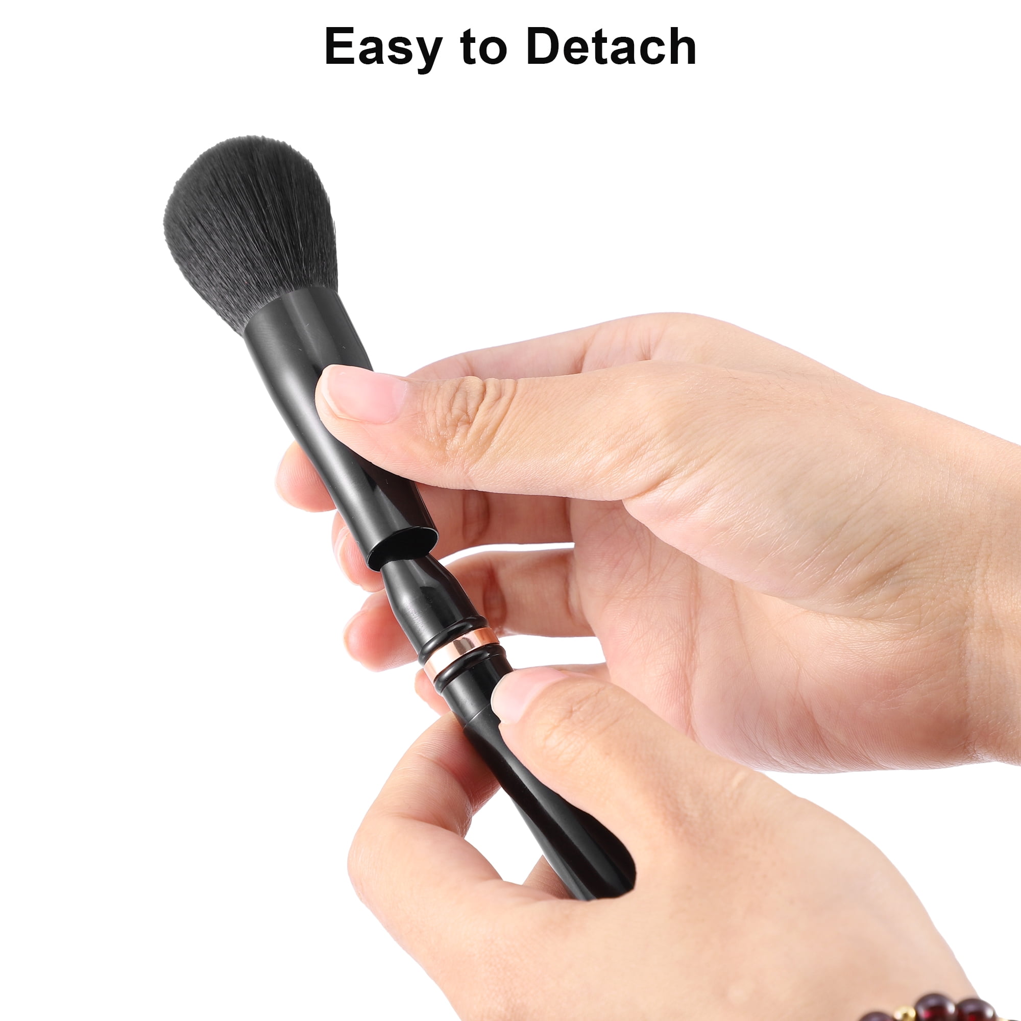 Unique Bargains 4 in 1 Makeup Brush Set Slant Foundation Eyeshadow Concealer Black