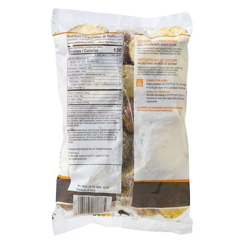 Simplot RoastWorks Rosemary Roasted Redskin Halves Potato, 2.5 Pound 6 per case.