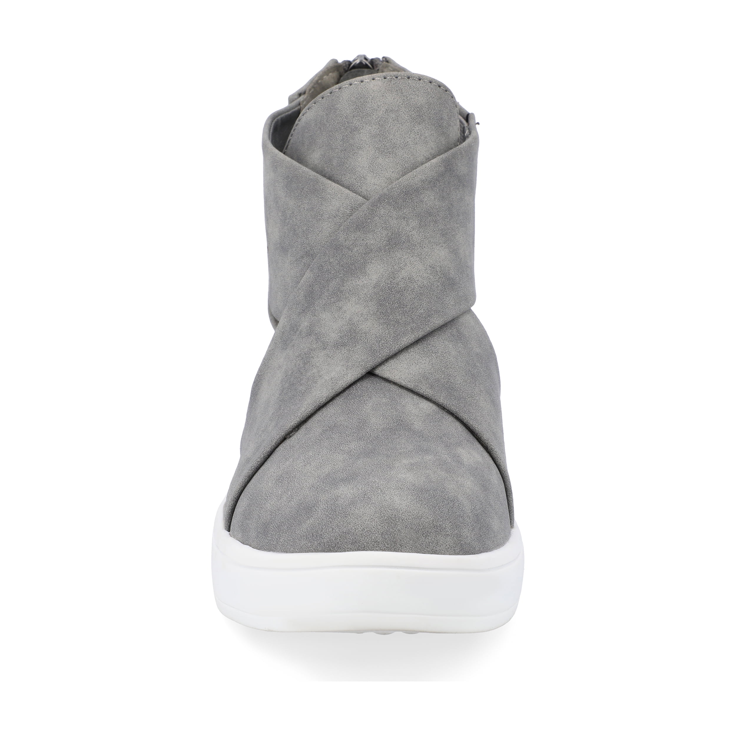 Journee Womens Seena Round Toe Back Heel Zip Wedge Sneakers