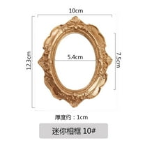 DiMaddie Vintage Mini Picture Frame Magnet Retro Oval Resin Photo Frame Refrigerator Magnets Sticker for Fridge Office Whiteboards Decoration Golden