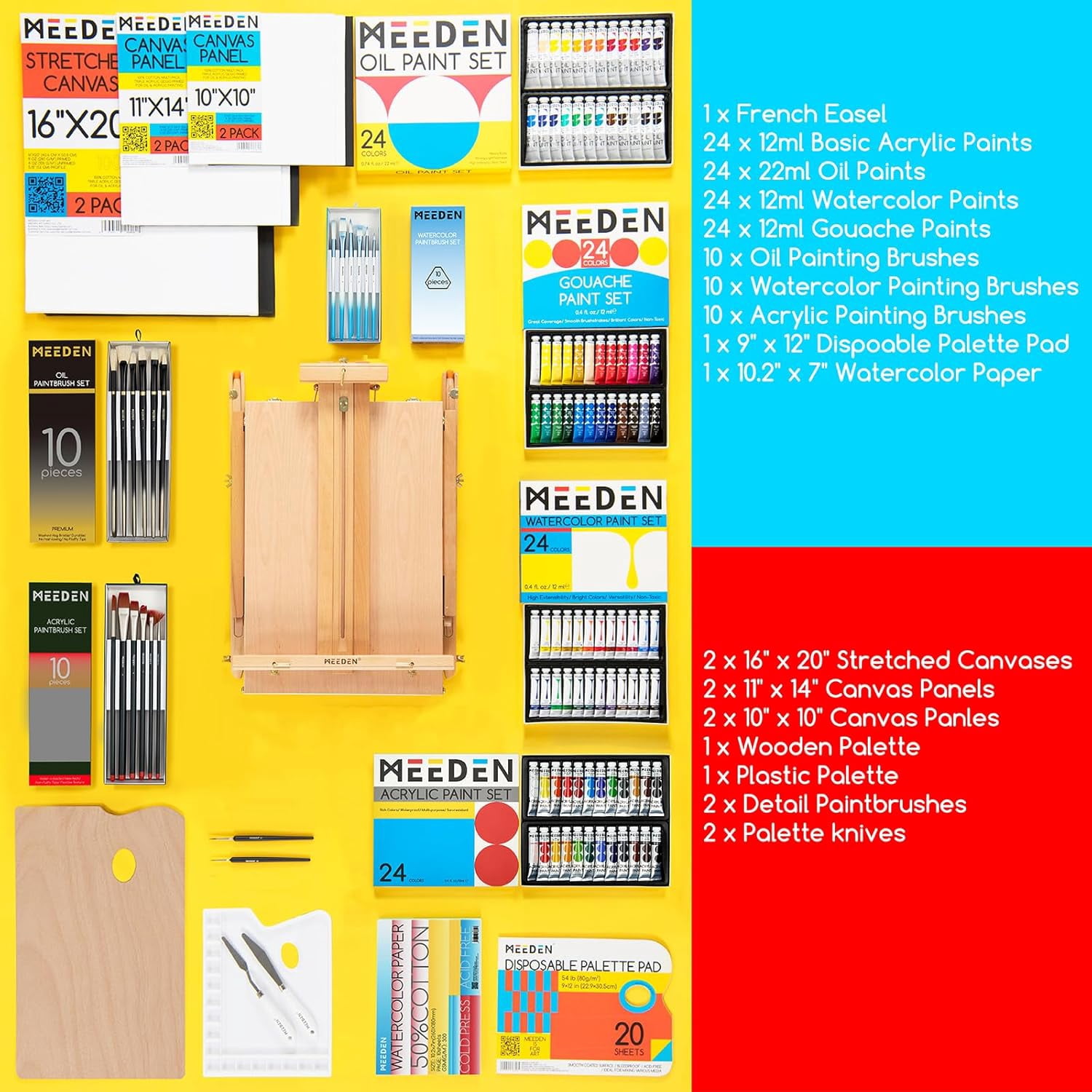 141PCS Art Supplies with French Easel, All-in-one Painting Set for Artists Beginners