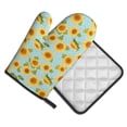 thumbnail image 2 of Xecao White Polka Dot Sunflower A Pattern Oven Mitts and Pot Holders Sets Heat Resistant Silicone Oven Mittens Extra Thicken Long Kitchen Cotton Oven Glove for Cooking, 2 of 7