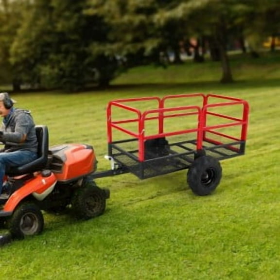 Ataucjin ATV Trailer Steel Dump Cart, 1500 Pounds 15 Cubic Feet Utility Trailer Yard Garden Trailer with Heavy Duty Tow Behind Carts and Removable Sides for Tractors, ATV, UTV, Lawn Mowers