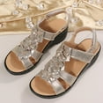 thumbnail image 4 of Women Crystal Pearl Wedge Slides Sandals Summer Open toe Espadrilles Flatform Wedges Sandal, 4 of 5