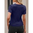 thumbnail image 3 of SHEWIN Womens Summer Tops Short Sleeve Textured Tops Casual Crewneck Solid Slim Fitted Basic T Shirts Tee Blouses, 3 of 8