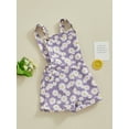 thumbnail image 3 of Bslissey Toddler Little Girls Jean Overalls Daisy Print Sleeveless Imitation Denim Jumpsuit Shorts Kids Summer Cute Adjustable Strpas Rompers 6M 12M 18M 24M 3T 4T 5T 6T, 3 of 9