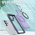 thumbnail image 6 of Phone Case for Samsung Galaxy S24 Ultra Strengthened Magnetic Ring Stand Translucent Back Cover Compatible with Magsafe, Military-Grade Shockproof Anti-fall Protection Case for Men Women,Purple, 6 of 6