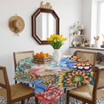 thumbnail image 3 of Boho Floral Table Cloth Waterproof Tablecloths, Spring Vintage Abstract Art Flowers Tablecloth Dining Table Cover for Kitchen Party Tabletop Outdoor, Square Tablecloth 60x60 Inch, 3 of 9
