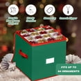 thumbnail image 2 of PayUSD Christmas Ornament Storage Box Stores up to 64 Holiday Ornaments Non-Woven Tear-Proof Christmas Ornament Storage Containers Xmas Ornament Organizer Storage Box, 3 inch Cube Compartments, Green, 2 of 8