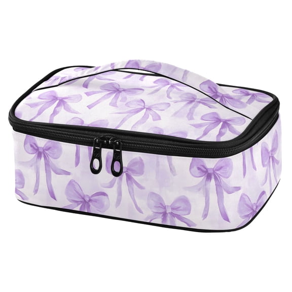 ALAZA Watercolor Bow Purple Lunch Box Insulated Cooler Tote Bag Reusable School Picnic Travel Office