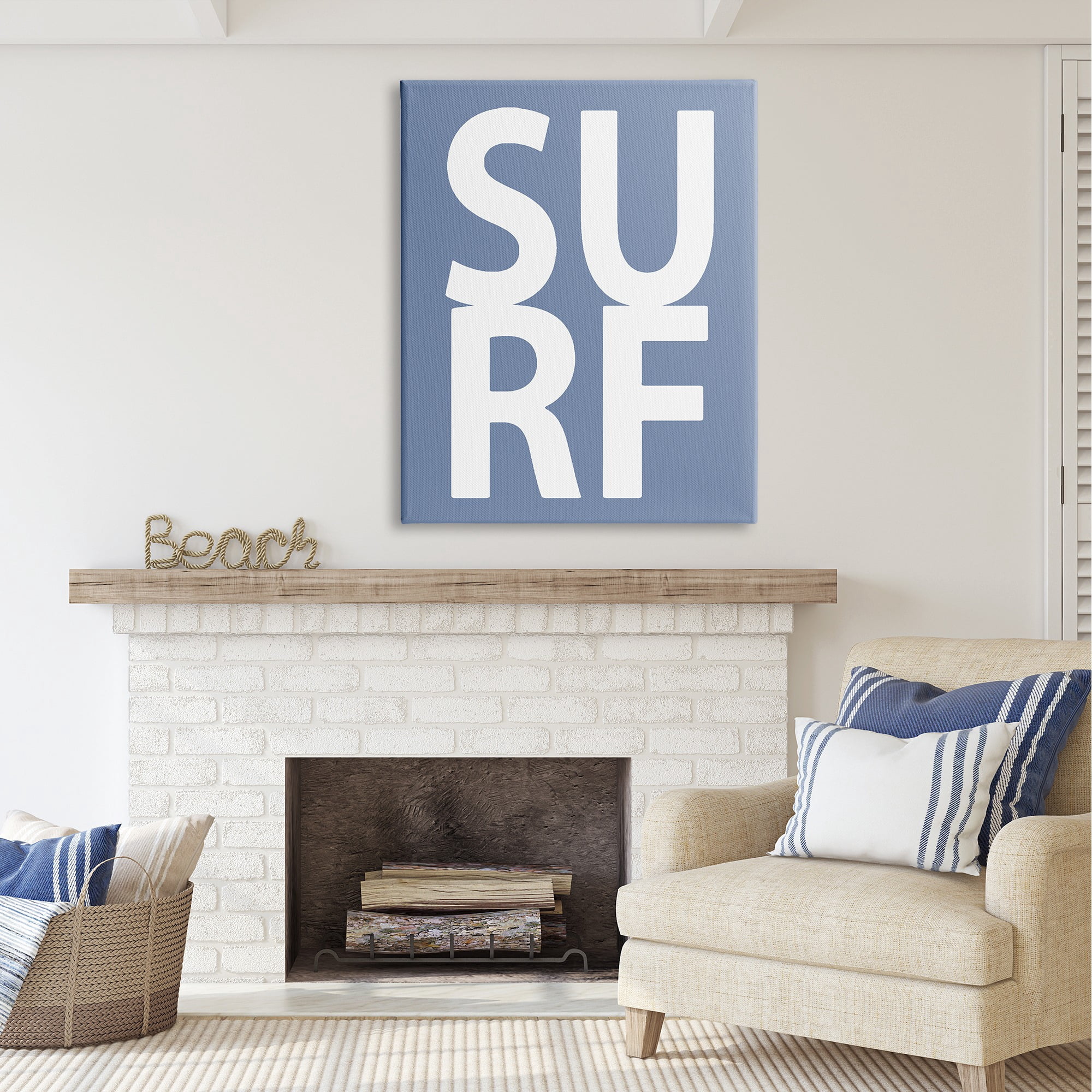 Stupell Industries Nautical Surf Text Nature Painting Gallery Wrapped Canvas Art Print Wall Art, 36 x 48