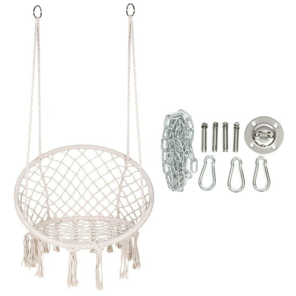 Yeacher Hammock Chair Macrame Swing with Hardware Accessories Kit Cotton Rope Swing Mesh Swing Max