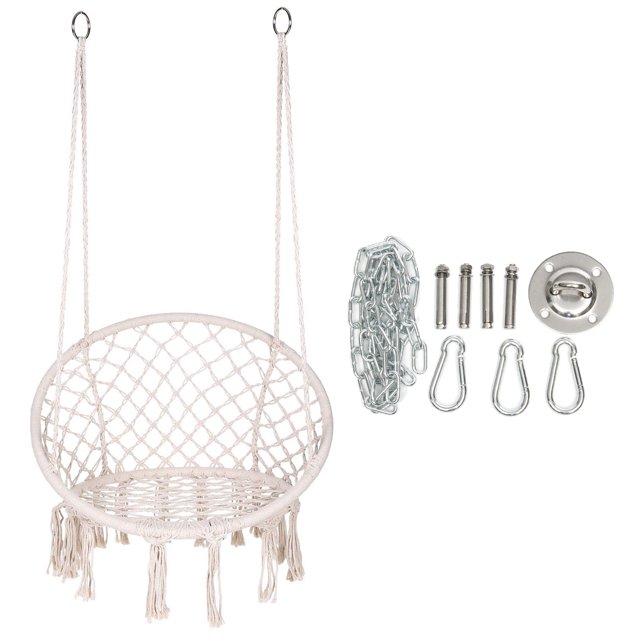 Mistaha Hammock Chair Macrame Swing with Hardware Accessories Kit Cotton Rope Swing Mesh Swing Max