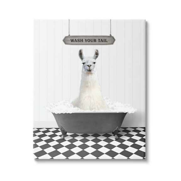 Stupell Industries Wash Your Tail Phrase Animals & Insects Painting Gallery Wrapped Canvas Print Wall Art, 16 x 20