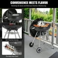 thumbnail image 4 of 28 Inch Portable Charcoal Grill with Wheels,Storage Holder, Porcelain-Enameled Lid,Ash Catcher,Thermometer, Round Barbecue Stove for Outdoor Party Camping Picnic, Black, 4 of 7