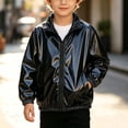 thumbnail image 2 of FSYBOA Boys Casual Jacket Size 6T, Collared Fashion Long Sleeve Loose Fit Fall Outerwear Black, 2 of 8
