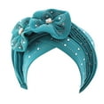 thumbnail image 2 of Fashion Women Beading Braid Hat Muslim Ruffle Cancer Wrap Cap Sleep Caps Satin Lined Hair Bonnets, 2 of 2