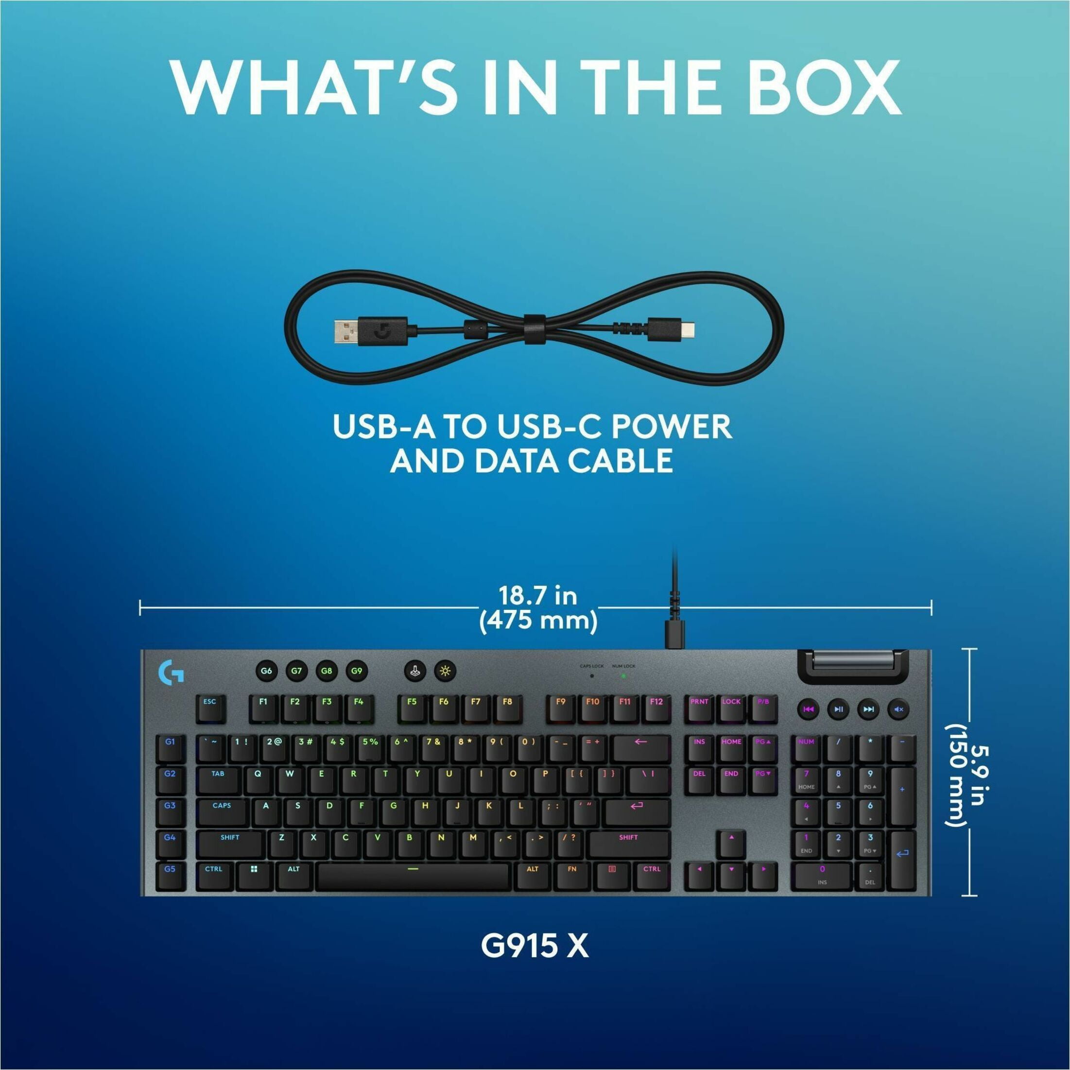 Logitech G915 X LIGHTSPEED Tactile Full-Sized Wired Gaming Keyboard