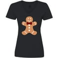 thumbnail image 3 of Inktastic Cute Gingerbread Man with Red Plaid Bowtie Women's V-Neck T-Shirt, 3 of 5