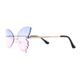 thumbnail image 3 of Womens Die Cut Butterfly Shape Rimless Funky Party Sunglasses Gold Blue PInk, 3 of 4