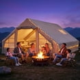 thumbnail image 2 of KAMEROUT Inflatable Tent for Camping, 8-10 Person Inflatable House Tent with Skylight & Stove Jack, Waterproof Oxford Blow Up Air Tent with Pump, Quick Setup Luxury Glamping Cabin Tent, Khaki, 2 of 10