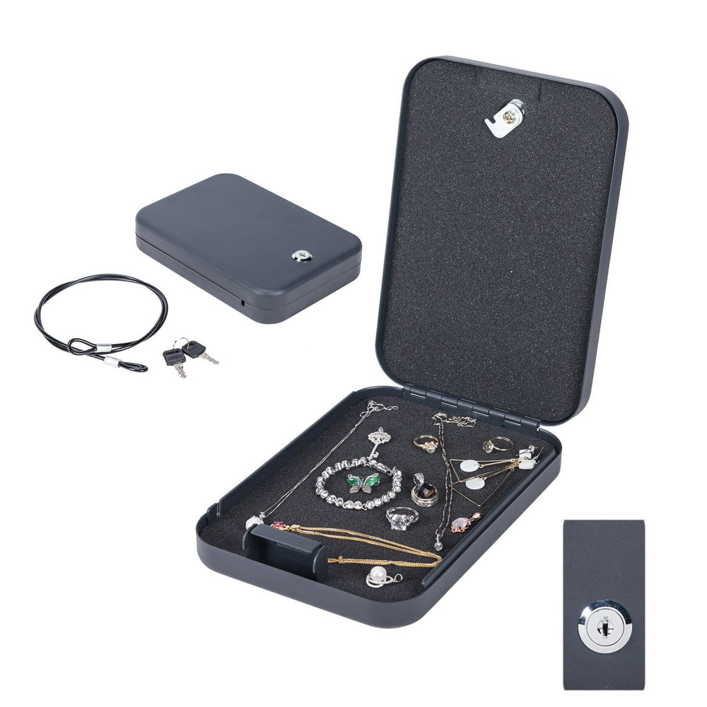 Lockbox Gun with Key Lock for Handgun Storage, Travel Jewelry